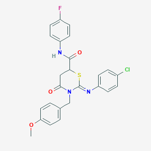 molecular formula C25H21ClFN3O3S B389672 2-[(4-chlorophenyl)imino]-N-(4-fluorophenyl)-3-(4-methoxybenzyl)-4-oxo-1,3-thiazinane-6-carboxamide CAS No. 401919-12-8