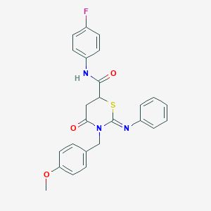 N-(4-fluorophenyl)-3-(4-methoxybenzyl)-4-oxo-2-(phenylimino)-1,3-thiazinane-6-carboxamide