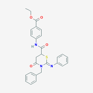 molecular formula C27H25N3O4S B389678 ethyl 4-({[(2Z)-3-benzyl-4-oxo-2-(phenylimino)-1,3-thiazinan-6-yl]carbonyl}amino)benzoate 