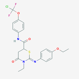 N-{4-[chloro(difluoro)methoxy]phenyl}-2-[(4-ethoxyphenyl)imino]-3-ethyl-4-oxo-1,3-thiazinane-6-carboxamide