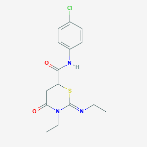 (2Z)-N-(4-chlorophenyl)-3-ethyl-2-(ethylimino)-4-oxo-1,3-thiazinane-6-carboxamide