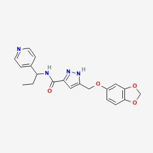 molecular formula C20H20N4O4 B3896873 5-(1,3-benzodioxol-5-yloxymethyl)-N-(1-pyridin-4-ylpropyl)-1H-pyrazole-3-carboxamide 