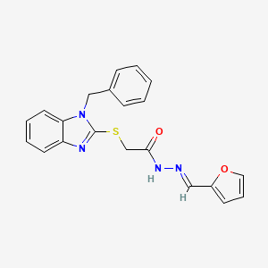 molecular formula C21H18N4O2S B3896878 2-[(1-benzyl-1H-benzimidazol-2-yl)thio]-N'-(2-furylmethylene)acetohydrazide 