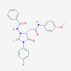 N-{3-(4-fluorophenyl)-5-[2-(4-methoxyanilino)-2-oxoethyl]-4-oxo-2-thioxo-1-imidazolidinyl}benzamide