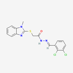 molecular formula C17H14Cl2N4OS B3896985 N'-[(E)-(2,3-dichlorophenyl)methylidene]-2-[(1-methyl-1H-benzimidazol-2-yl)sulfanyl]acetohydrazide 