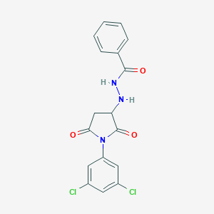 molecular formula C17H13Cl2N3O3 B389699 N'-[1-(3,5-dichlorophenyl)-2,5-dioxopyrrolidin-3-yl]benzohydrazide CAS No. 367927-88-6