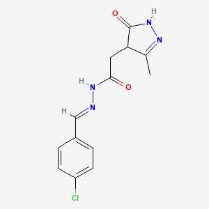 N'-(4-chlorobenzylidene)-2-(3-methyl-5-oxo-4,5-dihydro-1H-pyrazol-4-yl)acetohydrazide