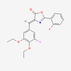 molecular formula C20H17FINO4 B3897025 4-(3,4-diethoxy-5-iodobenzylidene)-2-(2-fluorophenyl)-1,3-oxazol-5(4H)-one 