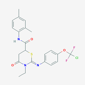 molecular formula C22H22ClF2N3O3S B389703 2-({4-[chloro(difluoro)methoxy]phenyl}imino)-N-(2,4-dimethylphenyl)-3-ethyl-4-oxo-1,3-thiazinane-6-carboxamide 