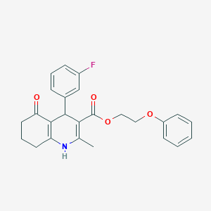 2-Phenoxyethyl 4-(3-fluorophenyl)-2-methyl-5-oxo-1,4,5,6,7,8-hexahydroquinoline-3-carboxylate