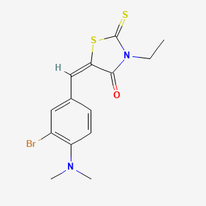 molecular formula C14H15BrN2OS2 B3897076 5-[3-bromo-4-(dimethylamino)benzylidene]-3-ethyl-2-thioxo-1,3-thiazolidin-4-one 