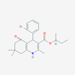 molecular formula C23H28BrNO3 B389708 Sec-butyl 4-(2-bromophenyl)-2,7,7-trimethyl-5-oxo-1,4,5,6,7,8-hexahydro-3-quinolinecarboxylate 