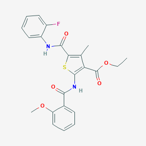 Ethyl 5-[(2-fluoroanilino)carbonyl]-2-[(2-methoxybenzoyl)amino]-4-methyl-3-thiophenecarboxylate