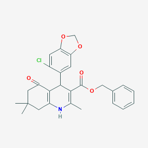 molecular formula C27H26ClNO5 B389714 Benzyl 4-(6-chloro-1,3-benzodioxol-5-yl)-2,7,7-trimethyl-5-oxo-1,4,5,6,7,8-hexahydro-3-quinolinecarboxylate 
