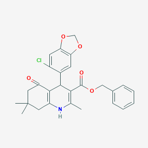 BENZYL 4-(6-CHLORO-2H-1,3-BENZODIOXOL-5-YL)-2,7,7-TRIMETHYL-5-OXO-1,4,5,6,7,8-HEXAHYDROQUINOLINE-3-CARBOXYLATE