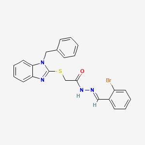 molecular formula C23H19BrN4OS B3897184 2-[(1-benzyl-1H-benzimidazol-2-yl)thio]-N'-[(E)-(2-bromophenyl)methylidene]acetohydrazide 