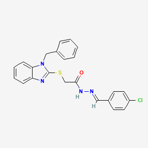 molecular formula C23H19ClN4OS B3897196 2-[(1-benzyl-1H-benzimidazol-2-yl)sulfanyl]-N'-[(E)-(4-chlorophenyl)methylidene]acetohydrazide 