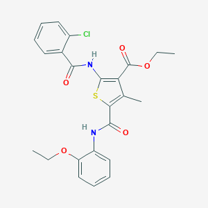 molecular formula C24H23ClN2O5S B389726 Ethyl 2-[(2-chlorobenzoyl)amino]-5-[(2-ethoxyanilino)carbonyl]-4-methylthiophene-3-carboxylate 