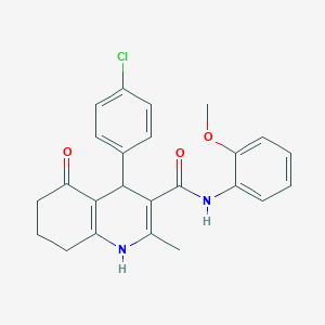 molecular formula C24H23ClN2O3 B389728 4-(4-chlorophenyl)-N-(2-methoxyphenyl)-2-methyl-5-oxo-1,4,5,6,7,8-hexahydro-3-quinolinecarboxamide 