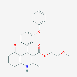 molecular formula C26H27NO5 B389735 2-Methoxyethyl 2-methyl-5-oxo-4-(3-phenoxyphenyl)-1,4,5,6,7,8-hexahydroquinoline-3-carboxylate 