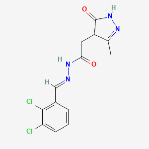 molecular formula C13H12Cl2N4O2 B3897364 N'-(2,3-dichlorobenzylidene)-2-(3-methyl-5-oxo-4,5-dihydro-1H-pyrazol-4-yl)acetohydrazide 