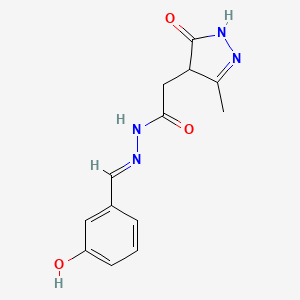 molecular formula C13H14N4O3 B3897483 N'-(3-hydroxybenzylidene)-2-(3-methyl-5-oxo-4,5-dihydro-1H-pyrazol-4-yl)acetohydrazide CAS No. 5901-28-0