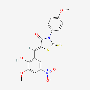 molecular formula C18H14N2O6S2 B3897489 5-(2-hydroxy-3-methoxy-5-nitrobenzylidene)-3-(4-methoxyphenyl)-2-thioxo-1,3-thiazolidin-4-one 