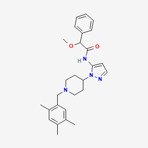 molecular formula C27H34N4O2 B3897496 2-methoxy-2-phenyl-N-{1-[1-(2,4,5-trimethylbenzyl)-4-piperidinyl]-1H-pyrazol-5-yl}acetamide 