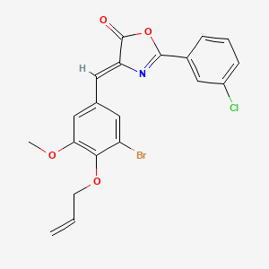 molecular formula C20H15BrClNO4 B3897520 4-[4-(allyloxy)-3-bromo-5-methoxybenzylidene]-2-(3-chlorophenyl)-1,3-oxazol-5(4H)-one 