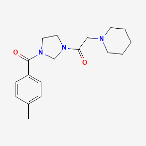 molecular formula C18H25N3O2 B3897528 1-{2-[3-(4-methylbenzoyl)-1-imidazolidinyl]-2-oxoethyl}piperidine 