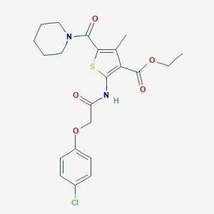molecular formula C22H25ClN2O5S B389753 Ethyl 2-{[(4-chlorophenoxy)acetyl]amino}-4-methyl-5-(piperidin-1-ylcarbonyl)thiophene-3-carboxylate 