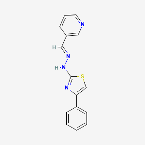 molecular formula C15H12N4S B3897620 nicotinaldehyde (4-phenyl-1,3-thiazol-2-yl)hydrazone 