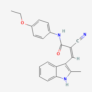 molecular formula C21H19N3O2 B3897629 2-cyano-N-(4-ethoxyphenyl)-3-(2-methyl-1H-indol-3-yl)acrylamide 