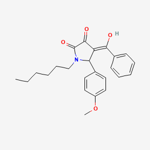 molecular formula C24H27NO4 B3897648 4-benzoyl-1-hexyl-3-hydroxy-5-(4-methoxyphenyl)-1,5-dihydro-2H-pyrrol-2-one 