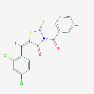 molecular formula C18H11Cl2NO2S2 B389765 5-(2,4-Dichlorobenzylidene)-3-(3-methylbenzoyl)-2-thioxo-1,3-thiazolidin-4-one 