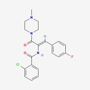 molecular formula C21H21ClFN3O2 B3897665 2-chloro-N-{2-(4-fluorophenyl)-1-[(4-methyl-1-piperazinyl)carbonyl]vinyl}benzamide 