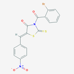 molecular formula C17H9BrN2O4S2 B389767 3-(2-Bromobenzoyl)-5-{4-nitrobenzylidene}-2-thioxo-1,3-thiazolidin-4-one 