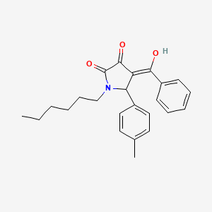 molecular formula C24H27NO3 B3897674 4-benzoyl-1-hexyl-3-hydroxy-5-(4-methylphenyl)-1,5-dihydro-2H-pyrrol-2-one 