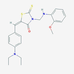 molecular formula C22H25N3O2S2 B389771 5-[4-(Diethylamino)benzylidene]-3-[(2-methoxyanilino)methyl]-2-thioxo-1,3-thiazolidin-4-one 