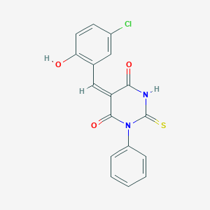 molecular formula C17H11ClN2O3S B3897710 (5E)-5-[(5-chloro-2-hydroxyphenyl)methylidene]-1-phenyl-2-sulfanylidene-1,3-diazinane-4,6-dione 