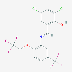 2,4-Dichloro-6-({[2-(2,2,2-trifluoroethoxy)-5-(trifluoromethyl)phenyl]imino}methyl)phenol