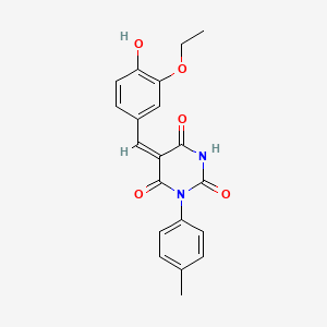 (5E)-5-(3-ethoxy-4-hydroxybenzylidene)-1-(4-methylphenyl)pyrimidine-2,4,6(1H,3H,5H)-trione