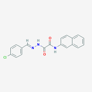 molecular formula C19H14ClN3O2 B389778 2-[2-(4-chlorobenzylidene)hydrazino]-N-(2-naphthyl)-2-oxoacetamide 