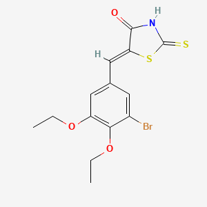 molecular formula C14H14BrNO3S2 B3897801 5-(3-bromo-4,5-diethoxybenzylidene)-2-thioxo-1,3-thiazolidin-4-one 