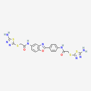 molecular formula C21H17N9O3S4 B3897877 2-[(5-amino-1,3,4-thiadiazol-2-yl)thio]-N-{4-[5-({[(5-amino-1,3,4-thiadiazol-2-yl)thio]acetyl}amino)-1,3-benzoxazol-2-yl]phenyl}acetamide 