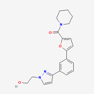 molecular formula C21H23N3O3 B3897887 2-(3-{3-[5-(1-piperidinylcarbonyl)-2-furyl]phenyl}-1H-pyrazol-1-yl)ethanol 