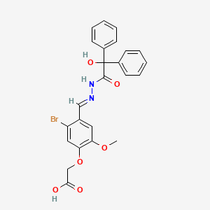 (5-bromo-4-{2-[hydroxy(diphenyl)acetyl]carbonohydrazonoyl}-2-methoxyphenoxy)acetic acid