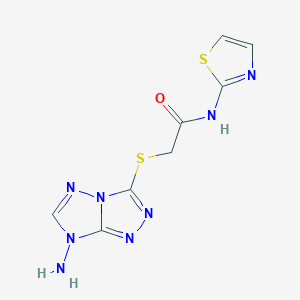 molecular formula C8H8N8OS2 B3897912 2-[(7-amino-7H-[1,2,4]triazolo[4,3-b][1,2,4]triazol-3-yl)thio]-N-1,3-thiazol-2-ylacetamide 