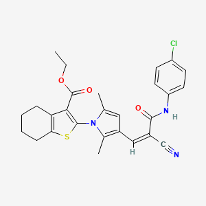 ethyl 2-(3-{(1Z)-3-[(4-chlorophenyl)amino]-2-cyano-3-oxoprop-1-en-1-yl}-2,5-dimethyl-1H-pyrrol-1-yl)-4,5,6,7-tetrahydro-1-benzothiophene-3-carboxylate