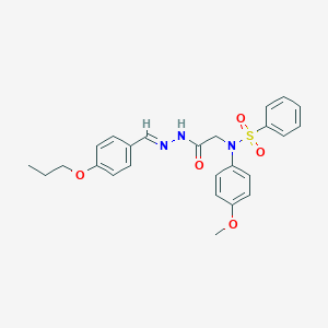 molecular formula C25H27N3O5S B389794 N-(4-methoxyphenyl)-N-{2-oxo-2-[2-(4-propoxybenzylidene)hydrazino]ethyl}benzenesulfonamide 